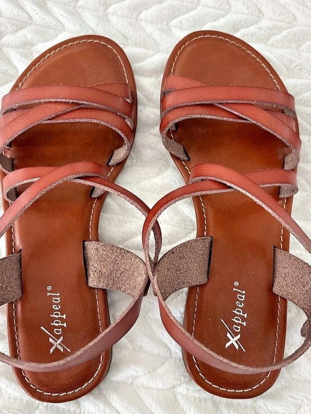 Xappeal Strappy Flat Sandals in Brown & Pink
